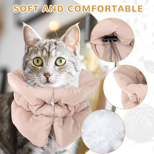 BOXOB Adjustable Lightweight Waterproof Recovery Collar | Soft for Cats & Dogs Kitten Cone to Stop Licking After Surgery - Prevents Licking Wounds (S, Khaki) - color: Khaki