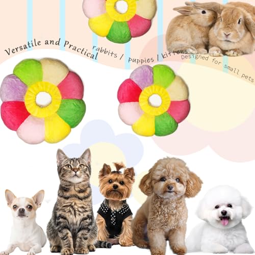 Adjustable Rabbit Cone, Soft Surgery Collar for Kittens Puppies XS | Small Animal Protective Neck E-Collar for Bunnies, Pet Elizabeth Medical Cone, Cute Flower Shaped