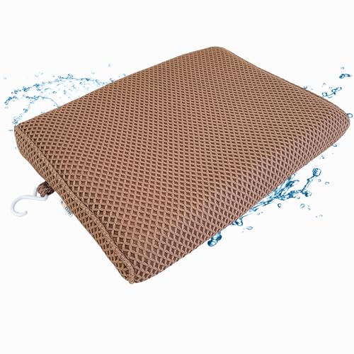 REEZEIVI Shower Seat Cushion,Silicone Non-Slip Base for Elderly & Disabled | Raised 4D mesh shower pad, soft breathable, washable quick dry, silicone non-slip bottom - size: Brown