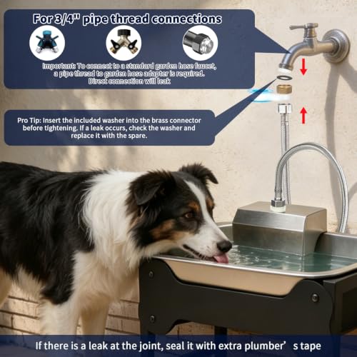 BWOGUE 3 Gal Automatic Dog Water Dispenser, Elevated Outdoor Bowl for Dogs | Automatic Water Dispenser for Dogs, Stainless Steel Pet Waterer, 9/11/13/15 in Stand, Float Valve, Big Dogs Pets Livestock