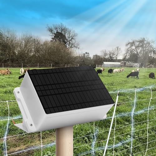 Solar Fence Charger - Briidea Solar Electric Fence Energizer for Up to 5.6 Miles, 0.2 Joule Output, IP66 Waterproof for Livestock, Gardens, Poultry & Predator Control, Easy to Install - color: 0.2 Joule