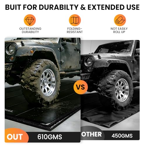 7'9''x18' Heavy Duty Garage Floor Mat, 1.2inch Thick Containment Mats, Waterproof PVC Matwith High Elastic Sponge Column, Non-Slip Surface, Parking Mat with a Squeegee - size: 7'9"x18'