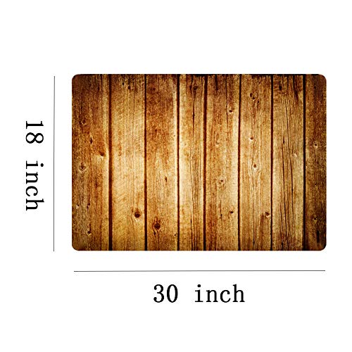 Front Door Mat Indoor Welcome Rustic Old Barn Wood Doormat Non Slip Carpet Flannel Rug for Bathroom Kitchen Bedroom Floor,18"x30"(Wood Board)