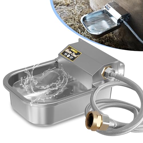 PETIMI Automatic Water Dispenser for Dogs, 101oz Outdoor Dog Water Bowl, 304 Stainless Steel Water Feeder for Small to Large Pets, Large Livestock Waterer, Anti-Tipping, Water Auto-Fill, Easy to Clean