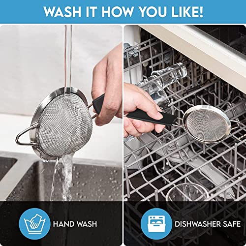 Fine Mesh Strainer - 3.4 Inch Round Sieve - Tea Strainers for Loose Tea, Coffee Strainer, Food Strainer, Juice Strainer, and Much More!