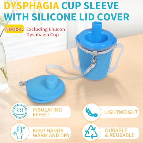 Cup Sleeve with Silicone Lid Cover Set to Protect Dysphagia Regulating Drinking Cup for Swallowing and Disorders People-Sky Blue（Excluding Cup） - color: Blue-Cup Sleeve+Silicone Lid Cover Set