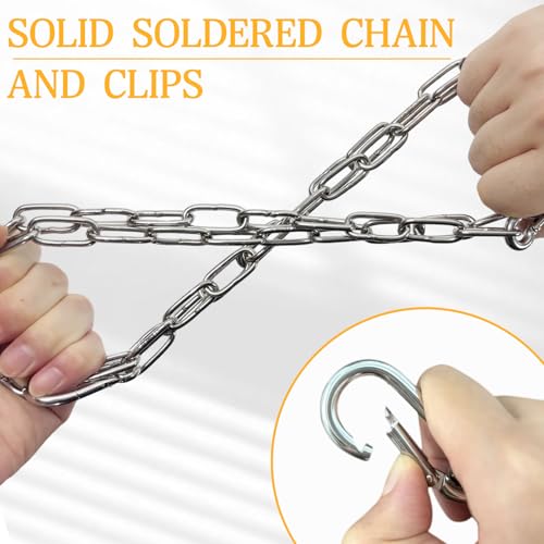 2 Pcs 24" Stainless Steel Gate Chain Lock, 3mm Thick Heavy Duty Gate Link Chain with Double-Ended Hooks for Fences, Garden and Farm Use