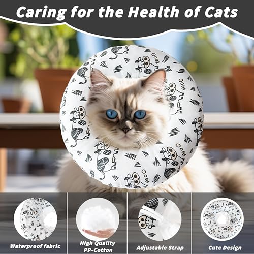 Soft Cat Cone Collar, Cute Cats Recovery Collar Suitable for Cats | Cat cone for Small, Medium, Large cat,Elizabethan Neck Collar for Cats After Surgery (Cow, Large) - color: Cow, size: Large