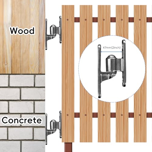 304 Stainless Steel Gate Hinges 5/8" Heavy Duty Door Hinges 600LB Capacity No Squeaking for Wall Mount Hinges for Farm Gates & Wooden Fences, 2 Pack