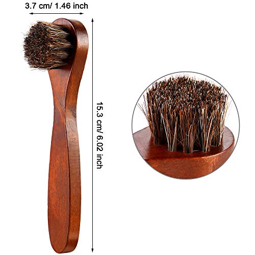 Jovitec 5 Pack Horsehair Polish Applicator Brush Kit Saddle Soap Shoe Shine Brush Dauber Wooden Care Shine Clean for Leather Boot Bag - color: Brown