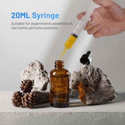 20ml Plastic Syringe with Cap, Large Syringes without Needle for Liquid, Scientific Labs, Measurement, Pet Feeding ,Ink Refilling ,Oil or Glue Applicator, Individually Wrapped (50 Pack) - style: 20ml