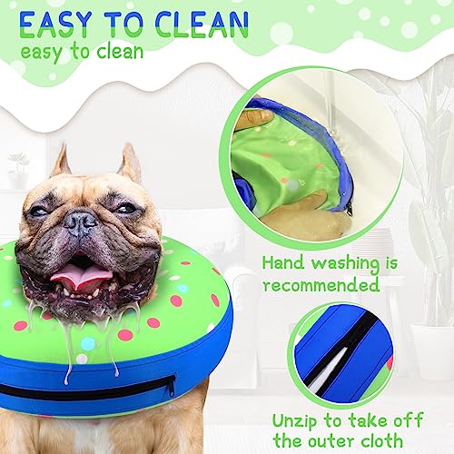 Supet Inflatable Dog Cone Collar Alternative After Surgery, Dog Neck Donut Collar Recovery E Collar, Soft Pet Cone for Small Medium Large Dogs - color: Donut Green, size: L(Neck 12"-16")