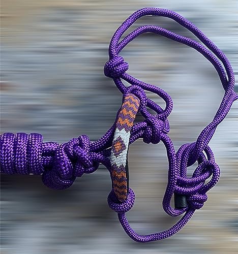 Majestic Ally Padded Beaded Nose Braided Rope Halter with 10' Matching Lead - Purple Full - color: Purple