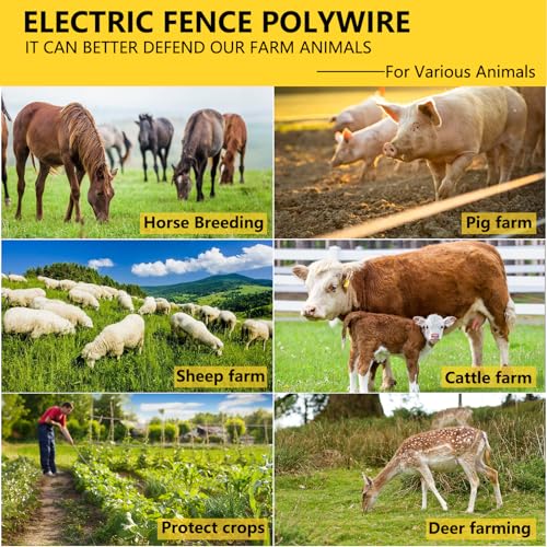 Electric Fence Wire 3366FT, 1026M with 9 Stainless Steel Stands | Electric Fencing Wire Rope Kit for Livestock, Garden, Squirrels, Reliable Conductivity and Rust Resistance