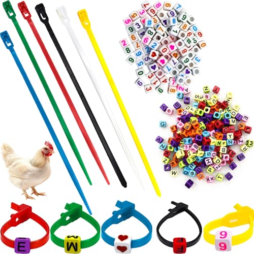 100 Pcs Adjustable Chicken Leg Bands with Charms Accessories | Colorful Poultry Identification Leg Bands for Turkey Duck Goose Bird