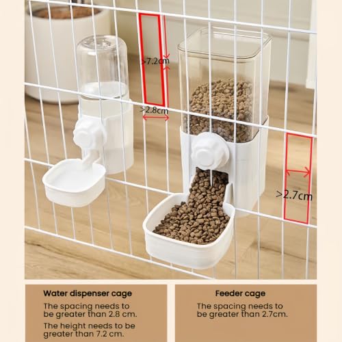 Hanging Automatic Food Water Dispenser,Rabbit Feeder Guinea Pig Water Bottle Food Feeder for Ferret Guinea Pig Rabbit Bunny Cage Accessories (White) - color: white