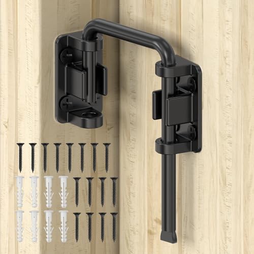 Sliding Door Loop Lock, 90/180 Degree Patio Door Latch, Black | Stainless Steel Home Security Loop Latch for Sliding Barn/Single/Double Opening Gate, Shed, Closet, Window, Fence - color: Black-1PC