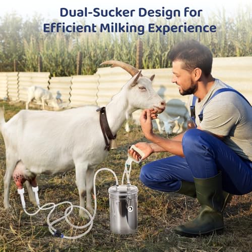 Manual Goat Milking Machine, 2L Effort-Saving Goat Milking Device, Sheep Milker Hand Pump,Milking Machine for Sheep Cows and Goats,Portable Milking Kit for Milk Plant Farm