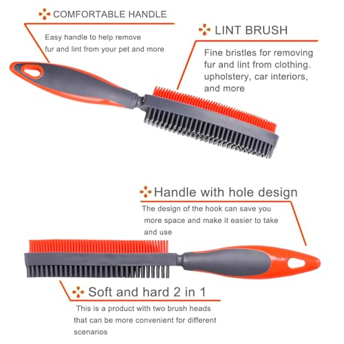 Premium Rubber Pet Hair Brush - Removes Hair from Couches & Pets' Coats O - color: Orange