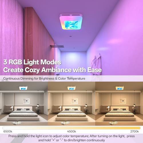 RexTact Bathroom Fan with Humidity Sensor,230 CFM 1.0 Sone Bathroom Exhaust Fan with Light,Ventilation and Exhaust Fan with Remote Control and Timer Function,Ripple Texture - color: Ripple Texture