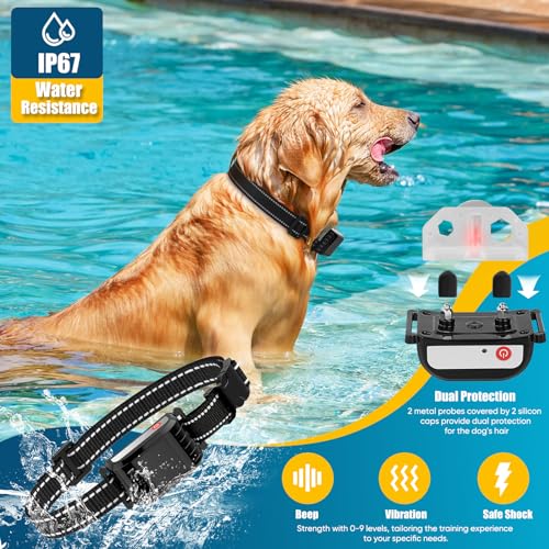 Wireless Dog Fence, Electric Fence System with Big LCD Color Screen, Portable Wireless Pet Fence with Remote Training Collar, Dog Perimeter Collar, Adjustable for Small Medium Big Dogs
