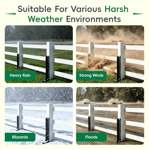 2 Pack Fence Post Repair Kits with Strong One-Piece Steel Anchor & Stakes | Quick Fix Broken/Leaning Wood Posts Support, Heavy Duty Double-Layer Thickened Fence Post Anchors with Rustproof Coating - color: Black-2pack