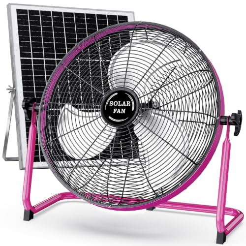 18" Solar Fan for Outside, Ultra-Quiet Solar Powered Fans for Home, 20000mAh Outdoor Waterproof Portable Ventiladores Recargables for Patios Shed Camping Livestock Gazebo Greenhouse