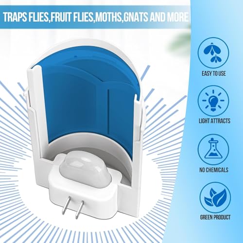 OSVDO Blue UV Light Flying Insect Trap, Plug-in Bug Catcher with 4 Refills | Indoor Fly Trap for 100+ Days, Fly Catcher for Flies, Fruit Flies, Gnats, Moths, Silent for Home, Kitchen