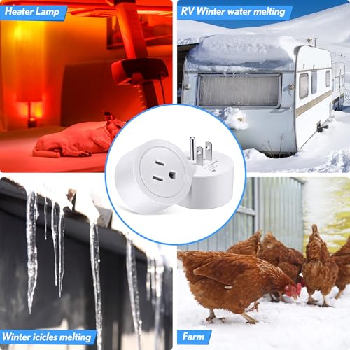 Feekoon 1 Piece Thermostatically Controlled Outlet, On at 32F/Off at 50F Thermostat Plug Outlet for Winter Chicken Water Coop Heater, Temperature Controllers for Bird Bath Deicer Outdoor