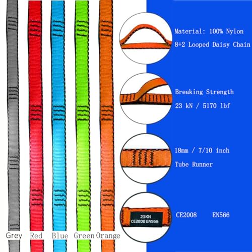 53 Inches Nylon Daisy Chains Rope Climbing Lanyard Straps Looped Strong Slings 23 kN Aerial Yoga Webbing - color: 1PC Orange