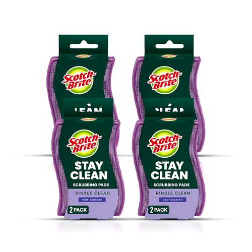 Scotch-Brite Dobie Stay Clean Scrubbers, Non-Scratch Dual-Sided Dish Sponges with Absorbent Cloth Side, Odor Resistant Scrubbing Pads for Dishes and Household Cleaning, 8-Pack - size: 8 Pads