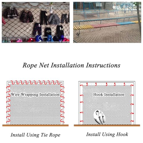 Jute Hemp Rope Nets for Safety & Decorative,Rope Ladder for Kids and Pet,Versatile Rope Net,Tree House Climbing Child Safety Stair Balcony Railing Protect(Size:1mx2m(3.2x6.5ft),Diamond Mesh) - size: 1mx2m(3.2x6.5ft)