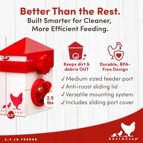 RentACoop Chick2Chicken 2.5lb BPA-Free Single-Port No-Waste Chicken Feeder