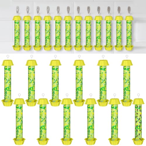 Qualirey 12 Pcs Sticky Fly Trap Fly Stick with Hanging Hook Adhesive Flying for Indoor Outdoor Trap Houseflies and Flying Insects Mosquito Bee Moth (Green Camouflage) - style: Green Camouflage