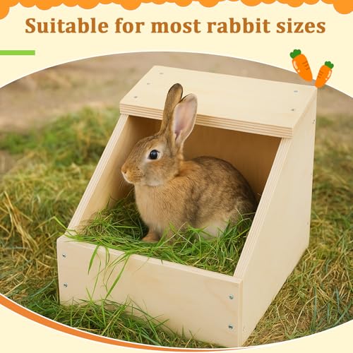 Maxcheck 1 Pack Wood Rabbit Nesting Box, 14x8x8 Inch Wooden Hutch Hideout for Breeding, Natural Burrow Den Alternative for Rabbits & Small Animals - size: 14x8x8 Inch