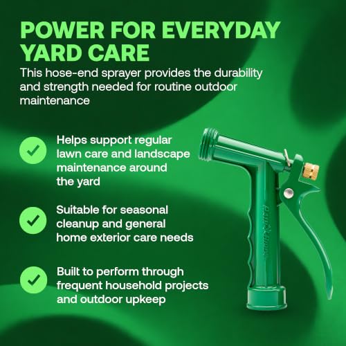 Rain Bird TRNZLMETAL Classic Rear Trigger Garden Hose Nozzle | Metal Pistol Grip Garden Hose Sprayer with Adjustable Multi-Pattern Spray, Threaded Front, 3/4 in. GHT Connection, Green - size: Adjustable Multi-Pattern