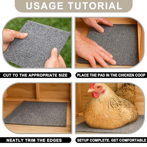 Chicken Nesting Pads, 8 Pack Nesting Pads for Chicken Coop, 10×10 Inch Washable Laying Box Pads for Chickens Coop, Reusable Chicken Laying Mats(10” x 10”, Grey)