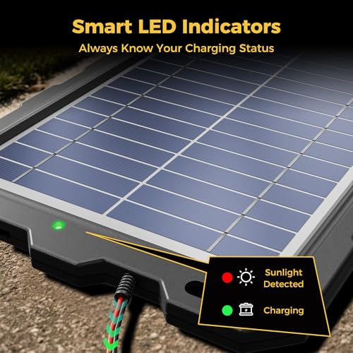 SUNAPEX 8W 12V Solar Car Battery Trickle Charger & Maintainer | Waterproof Portable Solar Panel Kit | Prevents Overcharging with Smart Controller | Fits 12V Batteries for Boats, RVs & More - size: 8W