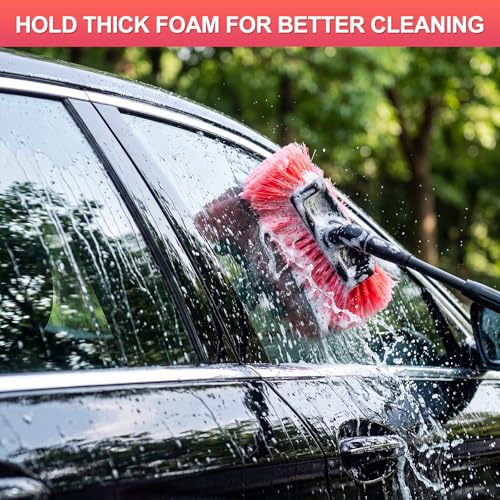 Vesici 4 Pcs Car Wash Brush Head with Soft Detailing Bristle Flow Thru Car Cleaning Brush Exterior Cars Wash Equipment for Auto Truck RV Boat Camper Washing, 10 Inch (Red) - color: Red