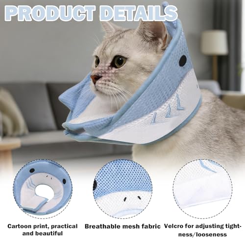 Cat Cone Collar Soft,Cute Dolphin Soft Cone for Cats,Kitty Donut Collar,Kitty Recovery Colla r - Soft, Adjustable, Breathable, Lightweight Cone to Stop Licking - After Surgery