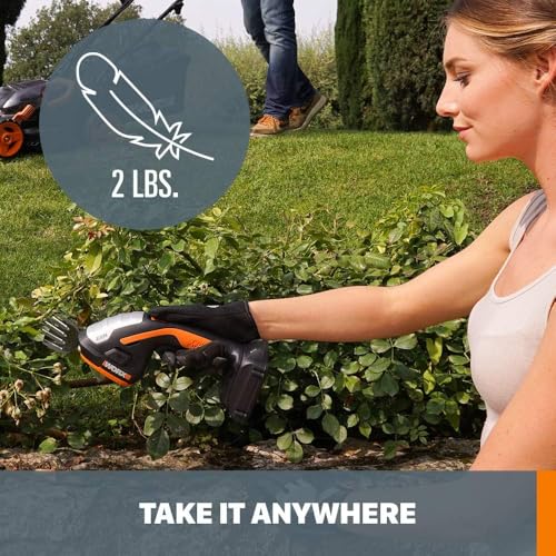 WORX Cordless Grass Shear & Shrub Trimmer, 20V 4" + 8" Bush Trimmer, WG801 | 8"& 4" blades interchangeable blades for grass and shrub trimming;2.0A battery battery & charger included; PowerShare. - style: 8" 20V Shrubber Trimmer w/(1)2.0Ah Battery