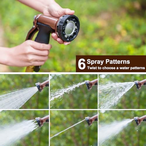 FANHAO 7 Spray Patterns Metal Garden Hose Nozzle with Lockable Trigger | Rustproof Hose Sprayer Nozzle Heavy Duty, Non-Slip Ergonomic Grip, High Pressure Nozzle for Watering Plant, Car & Pet Washing