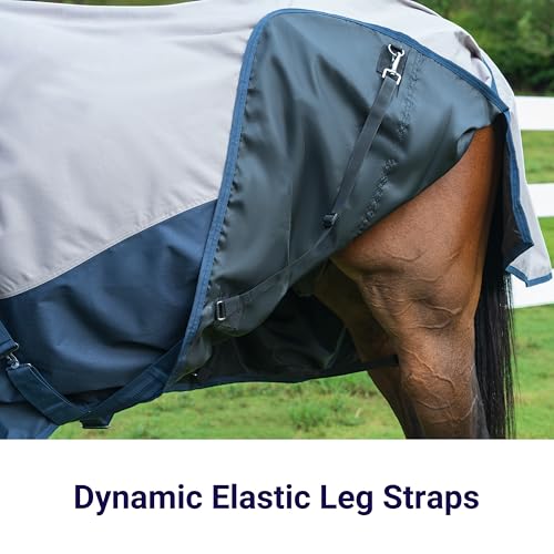Horse Turnout Rain Sheet | 600 Denier Ripstop Turnout Blanket No Fill (0g) | Waterproof Lightweight Breathable | Tear-Resistant Outer & Rub-Free Silky Inner | Grey/Navy - 72 in - color: Grey/Navy, size: 72