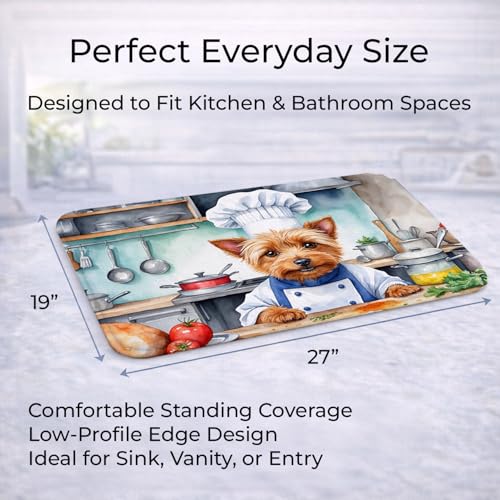 Caroline's Treasures Australian Terrier The Chef Memory Foam Kitchen Mat Machine Washable Anti-Fatigue Mat Cushion Comfort Bath Mat or Kitchen Rug - color: Australian Terrier 6194