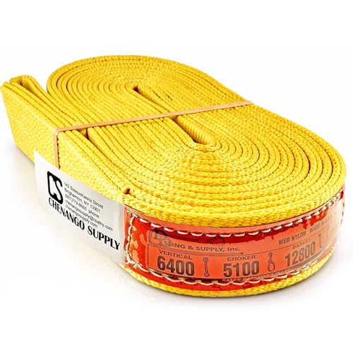 DD Sling 2 Inch x 25 Foot Nylon Lifting Strap – USA Made, 6,400 lb Vertical, 5,100 lb Choker, 12,800 lb Basket – 2-Ply Heavy Duty 900 Webbing, Type 3 Flat Eye & Eye Rigging Sling - size: 2"x25'