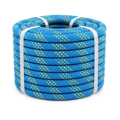 RIOOP Double Braid Polyester Rope, 1/2 in x 50 ft Heavy Duty Bull Rope | 48 Strands, 5290lbs Breaking Strength, for Tree Work, Camping, Hiking, Swing, Sailing and Indoor Outdoor Use, Blue - size: 1/2in x 50ft, style: Blue