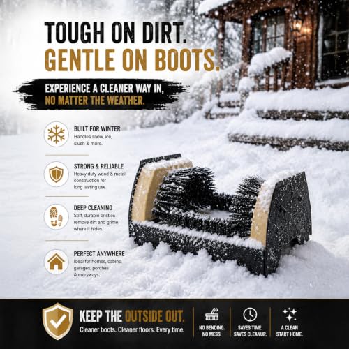 Heavy Duty Classic Outdoor Boot Scraper & Shoe Cleaner Brush with Stiff Bristles Metal Frame Portable or Floor Mounted for Entryways Barns Farms Garages Removes Mud Snow Sand Fits - size: Classic