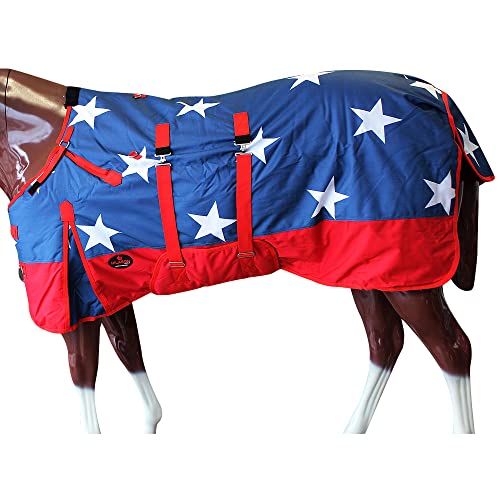 American Flag 66 in HILASON 1200D Winter Waterproof Poly Horse Turnout Blanket Belly Wrap - color: American Flag, size: 66 In