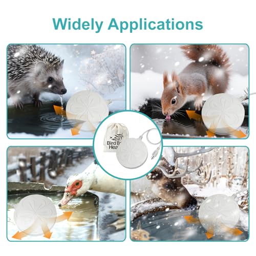 110W Bird Bath Heater for Outdoors in Winter, Submergible Cast Aluminum Chicken Water Heater with Thermostatically Controlled Bird Bath Deicer Pond Deicer for Livestock - color: WHITE