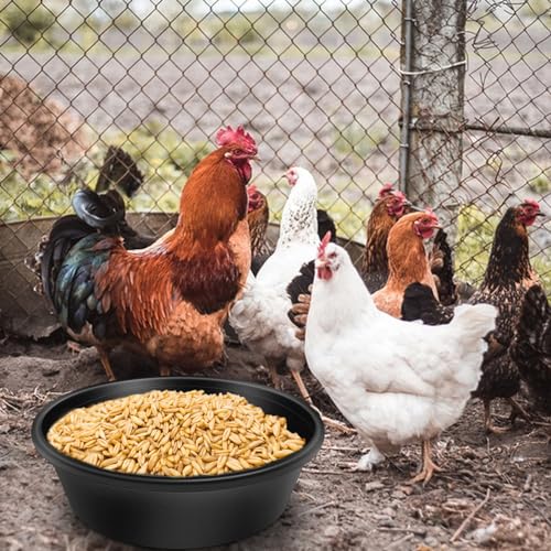 4pcs Rubber Feeder Pan - 4 Quart Durable Rubber Feed Pan, Resistant Animal Feed Bowl, Suitable for Horses, Goats, Chicken, Cats, Dogs, Dust Bath Container